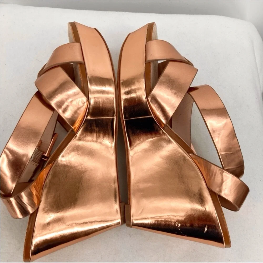 Ted Baker London Merlotte Platform Wedge Rose Gold Sandals Size 8.5 - Picture 11 of 12
